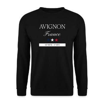 Avignon Frankreich Souvenir – Reise minimalistisch - Unisex Pullover - Schwarz - Vorne - Alina (178cm) & Michal (187cm)