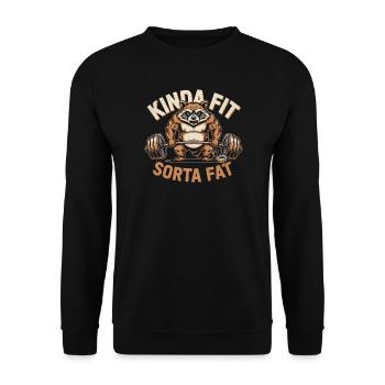 Irgendwie fitt, irgendwie ein dicker Waschbär - Unisex Pullover - Schwarz - Vorne - Alina (178cm) & Michal (187cm)