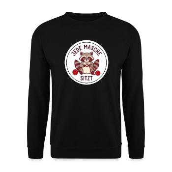 Jede Masche Sitzt Strick Oma Geschenk - Unisex Pullover - Schwarz - Vorne - Alina (178cm) & Michal (187cm)