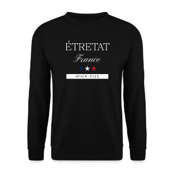 Étretat Frankreich Souvenir – Reise minimalistisch - Unisex Pullover - Schwarz - Vorne - Alina (178cm) & Michal (187cm)