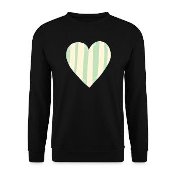 Pastellgestreiftes Herz grün herzchen - Unisex Pullover - Schwarz - Vorne - Alina (178cm) & Michal (187cm)