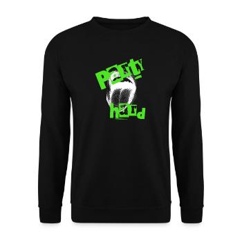 PARTY hard Totenkopf Grunge Design - Unisex Pullover - Schwarz - Vorne - Alina (178cm) & Michal (187cm)