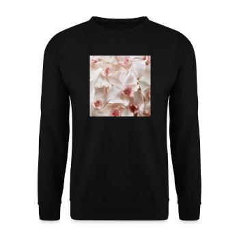 Trendige, rosa-weiße Orchidee - Unisex Pullover - Schwarz - Vorne - Alina (178cm) & Michal (187cm)
