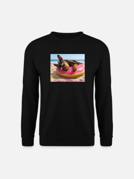 Hund auf dem Donut: Strand und Freude - Unisex Pullover - Schwarz