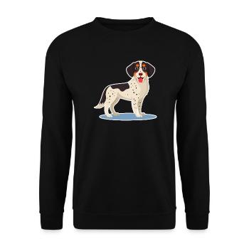 Dreifarbiger Hund (Tupfen im Fell) - Unisex Pullover - Schwarz - Vorne - Alina (178cm) & Michal (187cm)