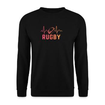 Rugby Herzschlag Rugbyspieler - Unisex Pullover - Schwarz - Vorne - Alina (178cm) & Michal (187cm)
