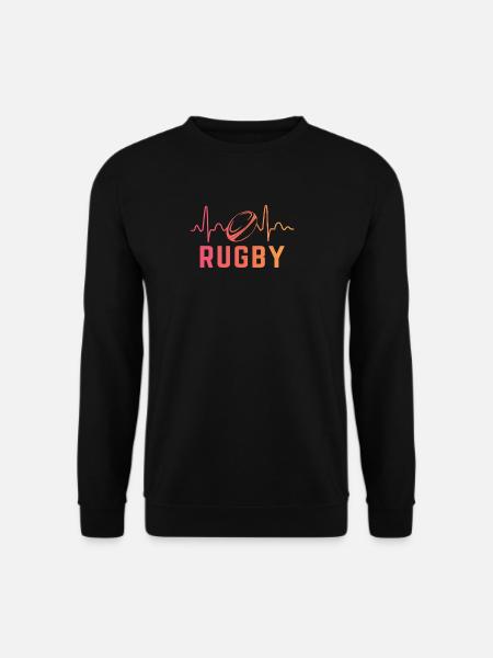 Rugby Herzschlag Rugbyspieler - Unisex Pullover - Schwarz