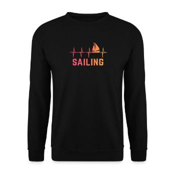 Segler segelboot herzschlag schiffskapitän - Unisex Pullover - Schwarz - Vorne - Alina (178cm) & Michal (187cm)