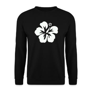 Hibiskus Tropenprint - Unisex Pullover - Schwarz - Vorne - Alina (178cm) & Michal (187cm)