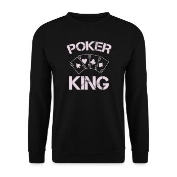 Poker König Kartenmuster - Unisex Pullover - Schwarz - Vorne - Alina (178cm) & Michal (187cm)