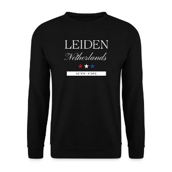 Leiden Niederlande Souvenir – Reise minimalistisch - Unisex Pullover - Schwarz - Vorne - Alina (178cm) & Michal (187cm)