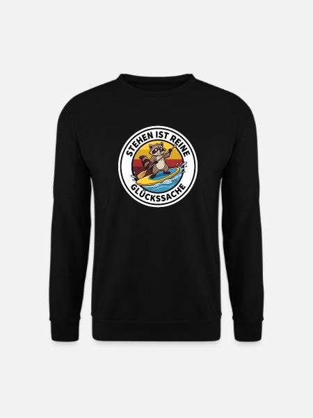 SUP Waschbär Stehen ist Reine Glückssache Geschenk - Unisex Pullover - Schwarz