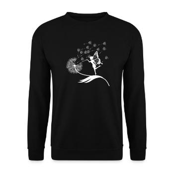 Schmetterlingdesign Pusteblumen Wiese Herzen Feen - Unisex Pullover - Schwarz - Vorne - Alina (178cm) & Michal (187cm)