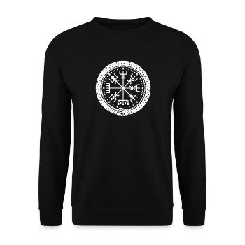 Vegvisir im Ring der Weltenschlange - Unisex Pullover - Schwarz - Vorne - Alina (178cm) & Michal (187cm)