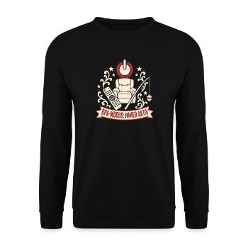 Opa Modus Immer Aktiv Lustiger Rentner Spruch - Unisex Pullover - Schwarz - Vorne - Alina (178cm) & Michal (187cm)