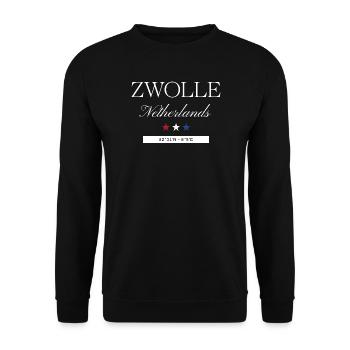 Zwolle Niederlande Souvenir – Reise minimalistisch - Unisex Pullover - Schwarz - Vorne - Alina (178cm) & Michal (187cm)