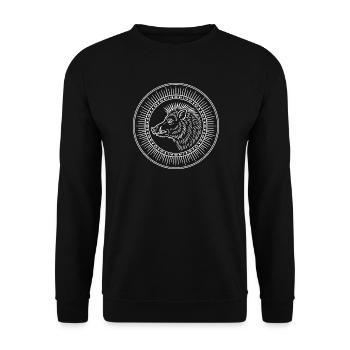 Der Eber mit den goldenen Borsten - Unisex Pullover - Schwarz - Vorne - Alina (178cm) & Michal (187cm)