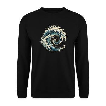 Kanagawa Welle Fibonacci Spirale – Japanische Kuns - Unisex Pullover - Schwarz - Vorne - Alina (178cm) & Michal (187cm)
