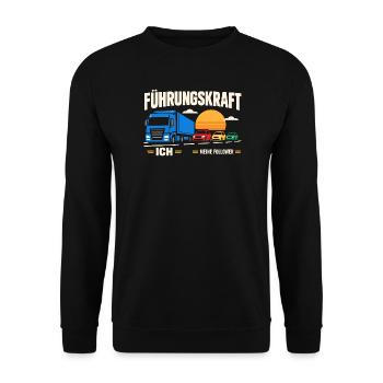 Führungskraft: Truck & Follower Sunset - Unisex Pullover - Schwarz - Vorne - Alina (178cm) & Michal (187cm)