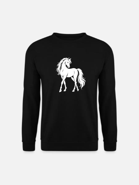 Weißes Pferde-Silhouette-Design - Unisex Pullover - Schwarz