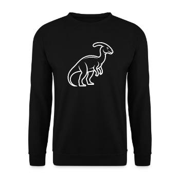 Dino-Linienkunst Silhouette - Unisex Pullover - Schwarz - Vorne - Alina (178cm) & Michal (187cm)