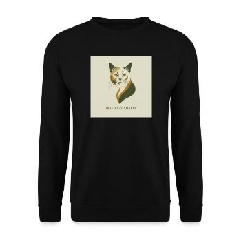 Quietly Confident – Elegante Katze im Vintage Stil - Unisex Pullover - Schwarz - Vorne - Alina (178cm) & Michal (187cm)