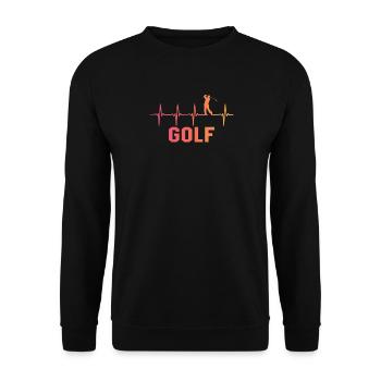 Golf herzschlag golfer golfspieler - Unisex Pullover - Schwarz - Vorne - Alina (178cm) & Michal (187cm)