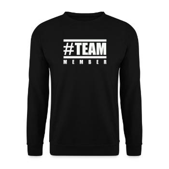 team_member_hashtag- - Unisex Pullover - Schwarz - Vorne - Alina (178cm) & Michal (187cm)