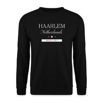 Haarlem Niederlande Souvenir Reise minimalistisch - Unisex Pullover - Schwarz - Vorne - Alina (178cm) & Michal (187cm)