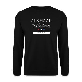 Alkmaar Niederlande Souvenir Reise minimalistisch - Unisex Pullover - Schwarz - Vorne - Alina (178cm) & Michal (187cm)