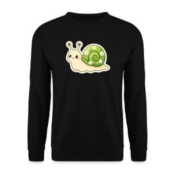 Garden Snail Smile – Garten Schnecke Lächeln - Unisex Pullover - Schwarz - Vorne - Alina (178cm) & Michal (187cm)