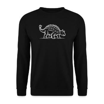 Stegosaurus Linienzeichnung Doodle - Unisex Pullover - Schwarz - Vorne - Alina (178cm) & Michal (187cm)