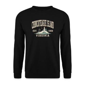 Chincoteague Insel Leuchtturm Retro - Unisex Pullover - Schwarz - Vorne - Alina (178cm) & Michal (187cm)