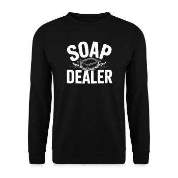 Seifenhändler - Unisex Pullover - Schwarz - Vorne - Alina (178cm) & Michal (187cm)