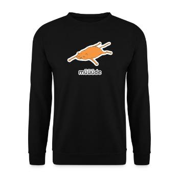 müüüde – platte Katze Meme - Unisex Pullover - Schwarz - Vorne - Alina (178cm) & Michal (187cm)