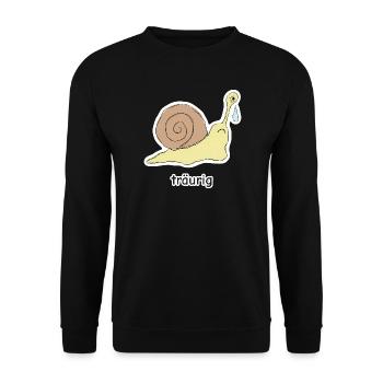träurig – Schnecke Meme - Unisex Pullover - Schwarz - Vorne - Alina (178cm) & Michal (187cm)