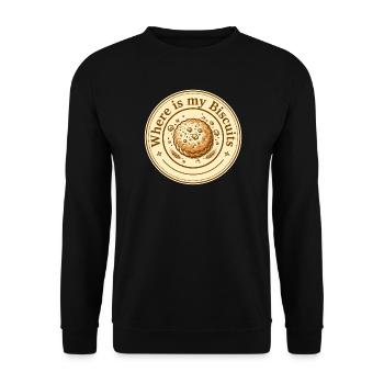Wo ist mein Biscuits Retro-Abzeichen? - Unisex Pullover - Schwarz - Vorne - Alina (178cm) & Michal (187cm)