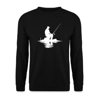 Fischer Zeichnung - Unisex Pullover - Schwarz - Vorne - Alina (178cm) & Michal (187cm)