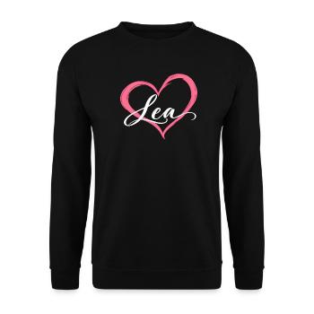 Lea Rosa Herz Süßes Mädchen Namensshirt Tee - Unisex Pullover - Schwarz - Vorne - Alina (178cm) & Michal (187cm)