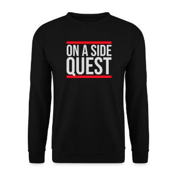 On A Side Quest Gaming Adventure Spruch Logo Text - Unisex Pullover - Schwarz - Vorne - Alina (178cm) & Michal (187cm)