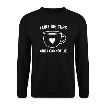 Herz Becher Humor Spruch - Unisex Pullover - Schwarz - Vorne - Alina (178cm) & Michal (187cm)