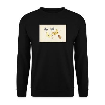 Sheet_of_Studies_with_Five_Butterflies - Unisex Pullover - Schwarz - Vorne - Alina (178cm) & Michal (187cm)