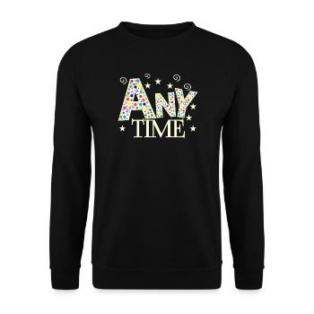 any time text - Unisex Pullover - Schwarz - Vorne - Alina (178cm) & Michal (187cm)