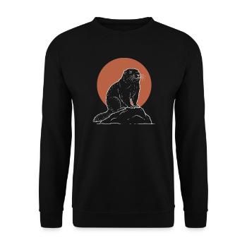 Murmeltier Berge Alpen Tier Natur Vintage - Unisex Pullover - Schwarz - Vorne - Alina (178cm) & Michal (187cm)