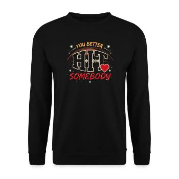 Jemanden Football Herz schlagen - Unisex Pullover - Schwarz - Vorne - Alina (178cm) & Michal (187cm)