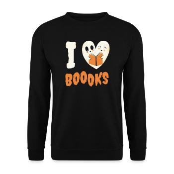 Ich liebe Boooks - Unisex Pullover - Schwarz - Vorne - Alina (178cm) & Michal (187cm)