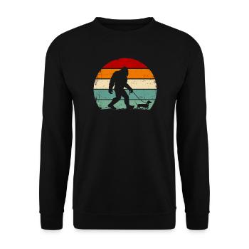 Bigfoot Walking a Dog Funny Dachshund - Unisex Pullover - Schwarz - Vorne - Alina (178cm) & Michal (187cm)