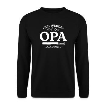 Ich werde Opa 2027 Schwangerschaftsankündigung - Unisex Pullover - Schwarz - Vorne - Alina (178cm) & Michal (187cm)