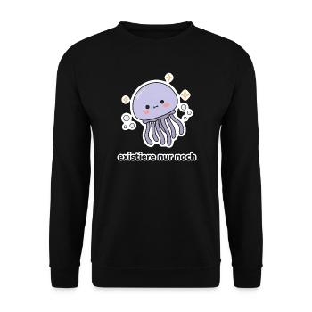 existiere nur noch – Qualle Meme - Unisex Pullover - Schwarz - Vorne - Alina (178cm) & Michal (187cm)