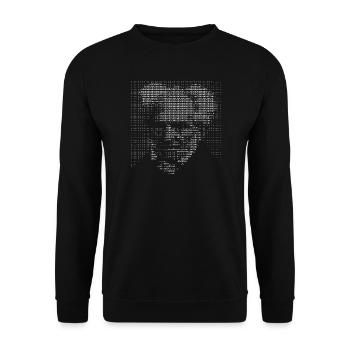 Arthur Schopenhauer ASCII Kunstporträt - Unisex Pullover - Schwarz - Vorne - Alina (178cm) & Michal (187cm)